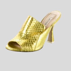 Attico Gold Metallic Animal Print Heels